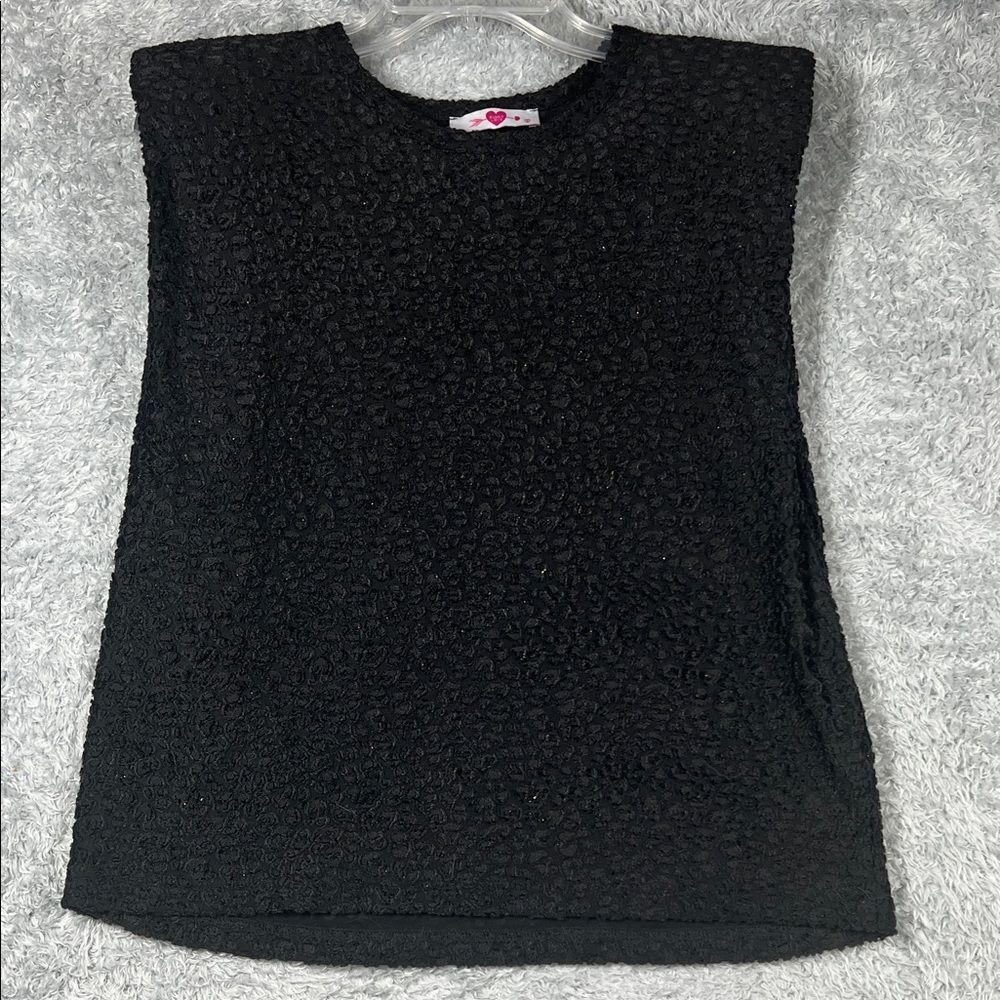 Love Tree Black Textured Tank Top